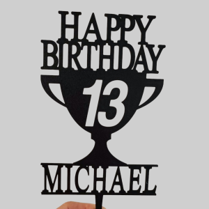 Cake Topper - Happy Birthday Big Goblet 1 - Black