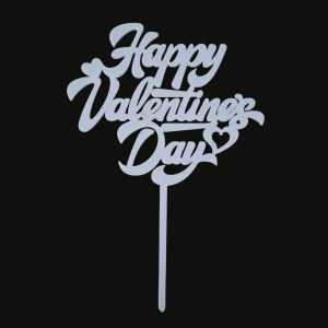 Toper za Tortu - Happy Valentines Day Font 1 - Beli