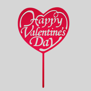 Toper za Tortu - Happy Valentines Day Srce - Crveni