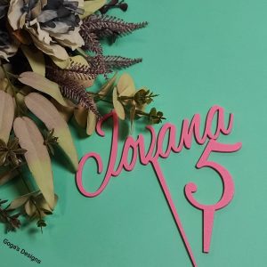 Cake Topper - Name & Number - Set Pink