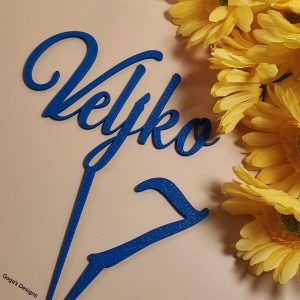 Cake Topper - Name & Number - Set Blue