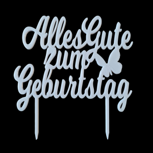 Cake Topper - Alles Gure zum Geburstag Butterfly - White
