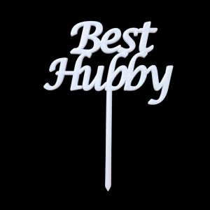Cake Topper - Best Hubby - White