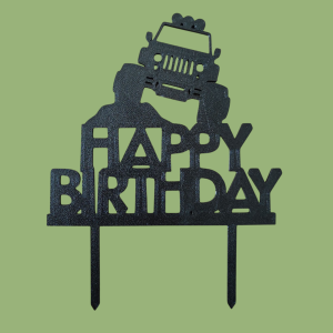 Cake Topper - Happy Birthday Geländewagen - Schwarz