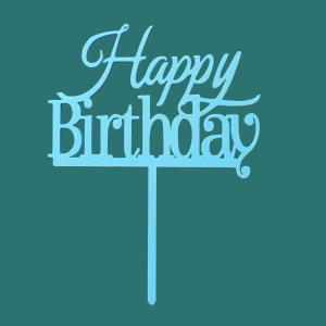 Cake Topper - Happy Birthday Font 9 - Pastel Blue