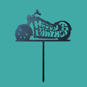 Toper za Tortu - Happy Birthday Motor Font 1 - Crni
