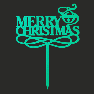 Cake Topper - Merry Christmas Decoration - Green