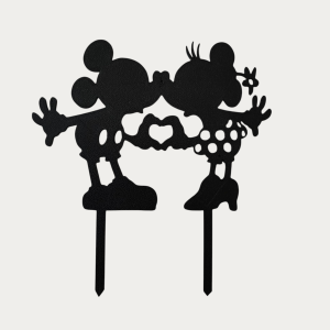 Cake Topper - Mickey and Minnie Kiss - Black