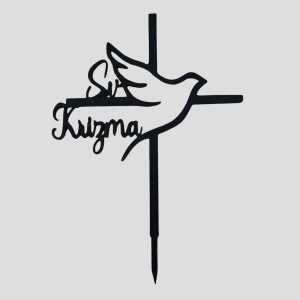 Cake Topper - Sv Krizma Pigeon and Cross - Black