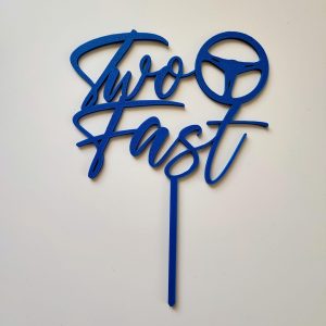 Cake Topper - Two Fast with Steering Wheel - Blue