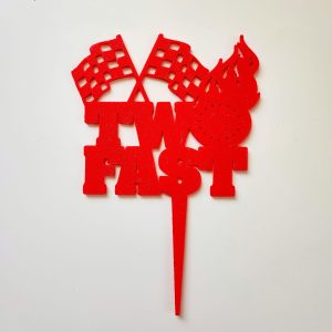 Cake Topper - Two Fast with the Flag - Red