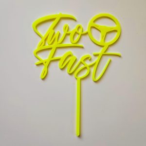 Cake Topper - Two Fast with Steering Wheel - Yellow